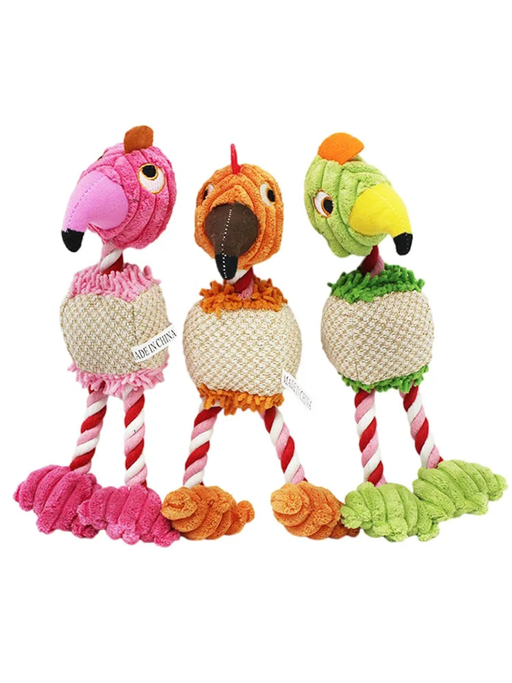 Plush Bird-Shaped Dog Toy – Squeaky Chew & Interactive Rope for Pets