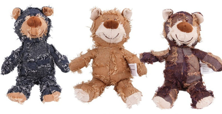 Plush Teddy Bear Dog Toy – Interactive Chew & Squeak for Teeth Cleaning