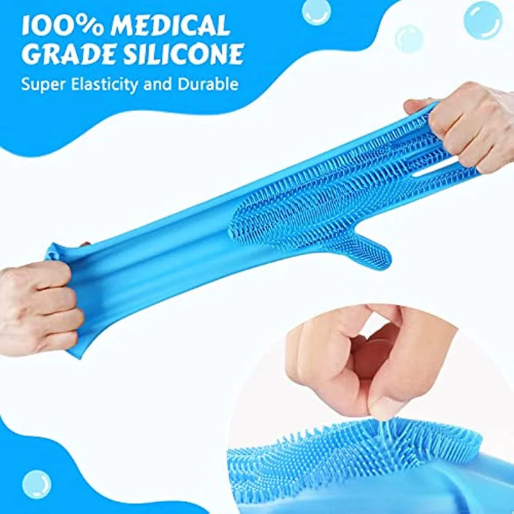 Pet Bathing & Grooming Gloves – Silicone Hair Removal & Massage for Cats & Dogs