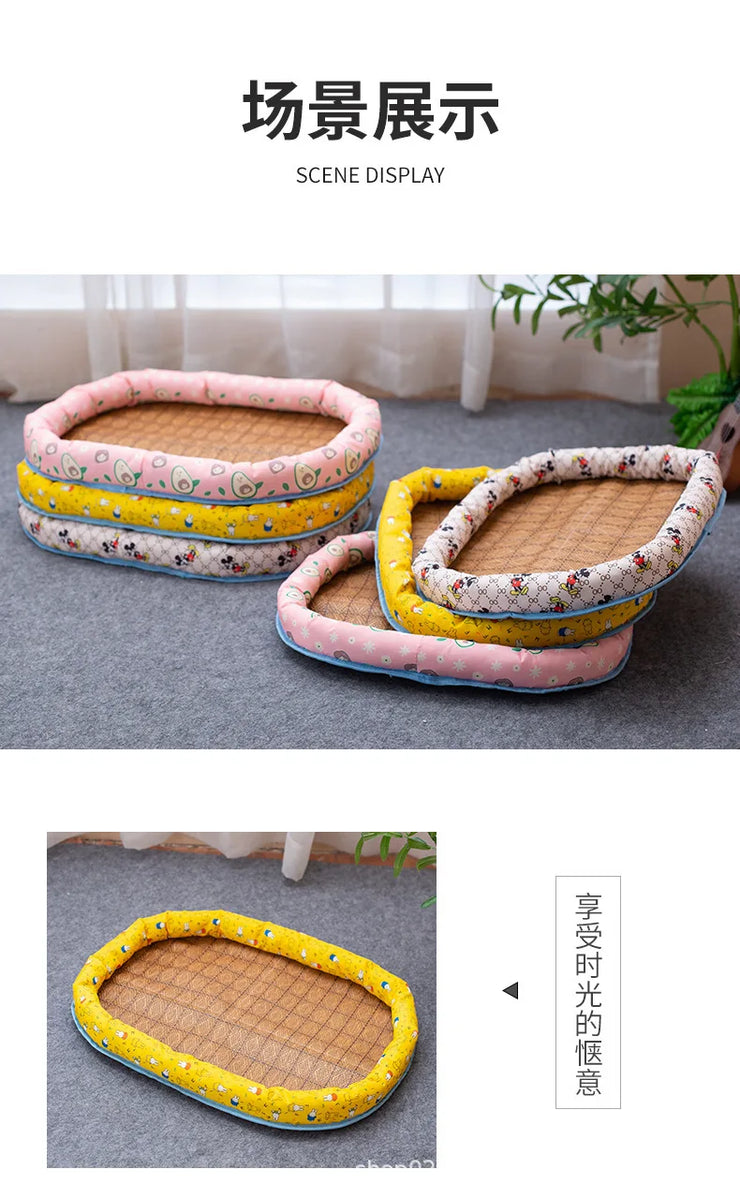 Summer Rattan Pet Bed Mat – All-Season Cat & Dog Pad