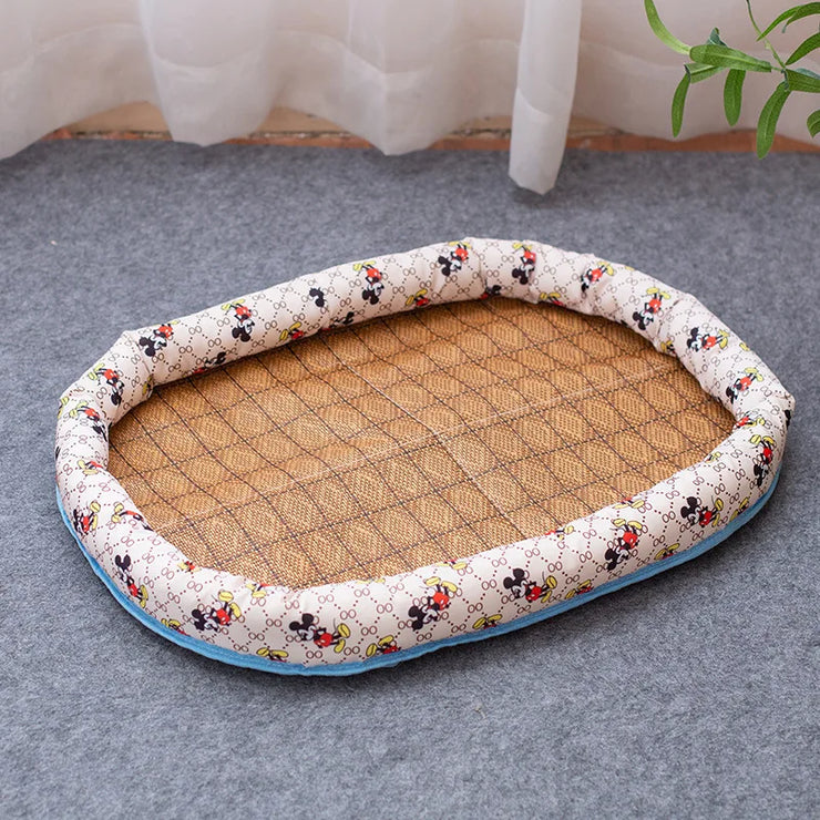 Summer Rattan Pet Bed Mat – All-Season Cat & Dog Pad