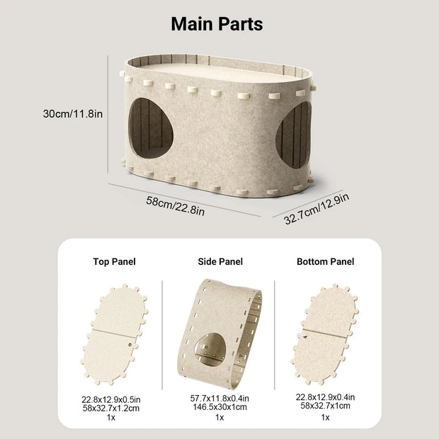 Cat Tunnel Bed with Scratching Board – Double-Layer Pet House & Sofa