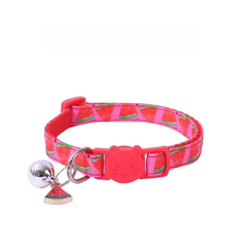 Adjustable Cat & Puppy Collar with Bell – Printed Fashion Pet Accessory