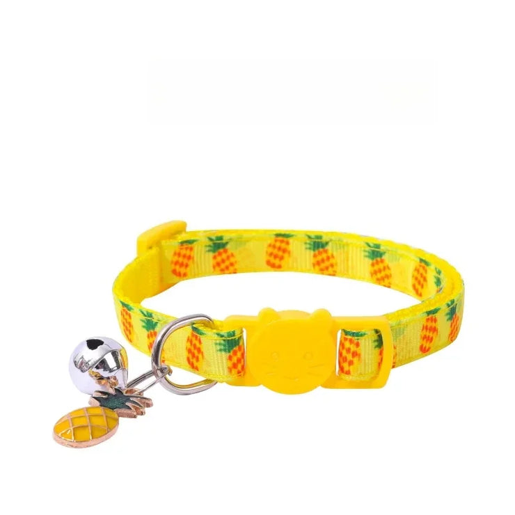 Adjustable Cat & Puppy Collar with Bell – Printed Fashion Pet Accessory