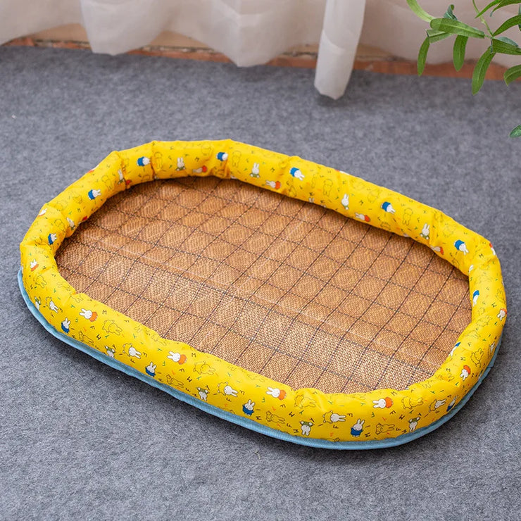 Summer Rattan Pet Bed Mat – All-Season Cat & Dog Pad