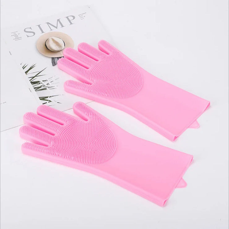 Pet Bathing & Grooming Gloves – Silicone Hair Removal & Massage for Cats & Dogs