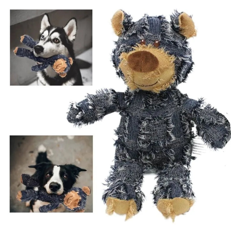 Plush Teddy Bear Dog Toy – Interactive Chew & Squeak for Teeth Cleaning