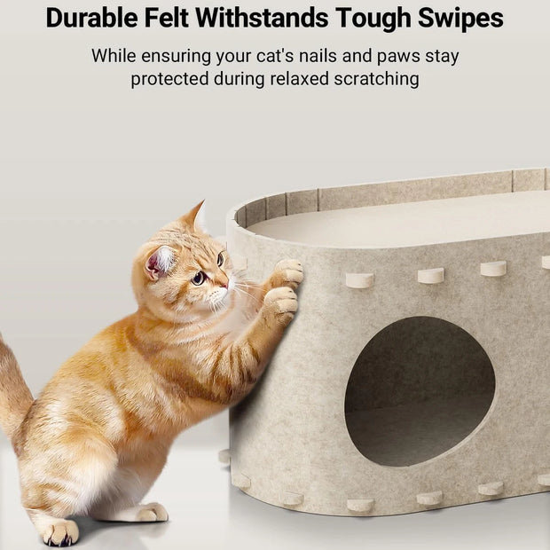 Cat Tunnel Bed with Scratching Board – Double-Layer Pet House & Sofa