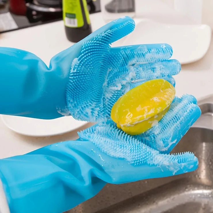 Silicone Pet Bathing & Hair Removal Gloves – For Cats & Dogs