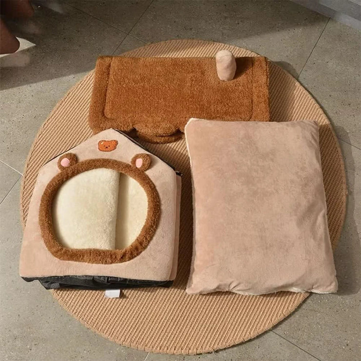Foldable Washable Pet Bed House for Cats & Small Dogs