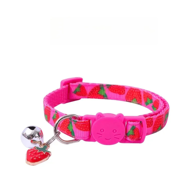 Adjustable Cat & Puppy Collar with Bell – Printed Fashion Pet Accessory