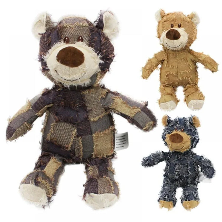 Plush Teddy Bear Dog Toy – Interactive Chew & Squeak for Teeth Cleaning