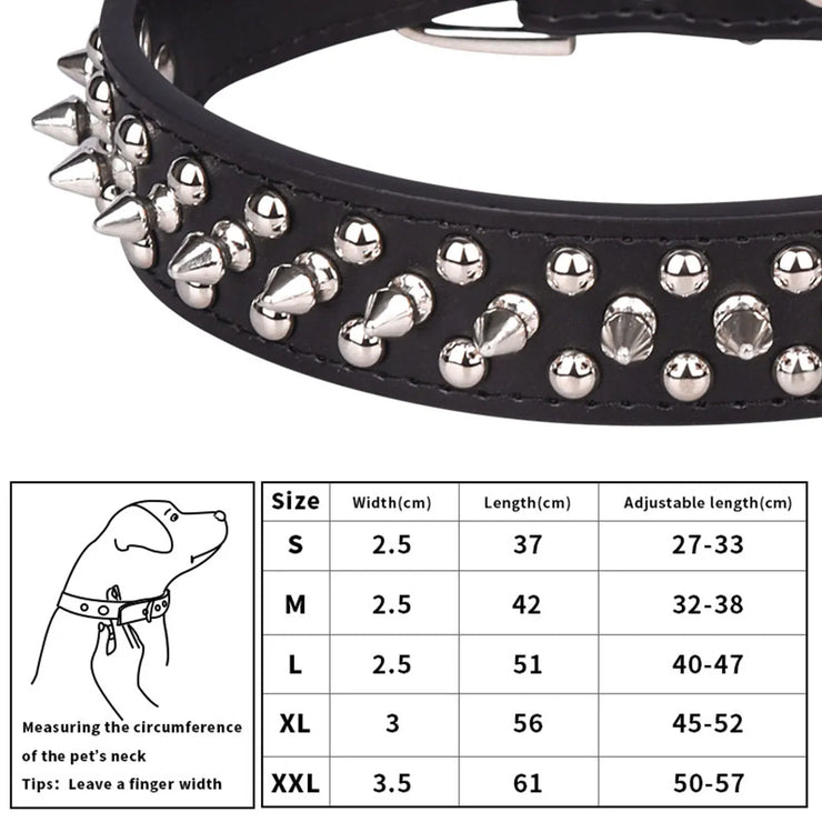 Adjustable PU Leather Dog Collar – Anti-Bite with Rust-Resistant Rivets