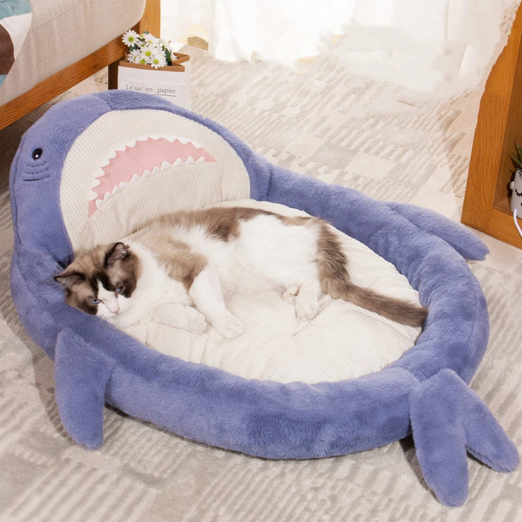 2025 Shark Pet Bed – Cozy Soft Cotton Nest for Cats & Dogs