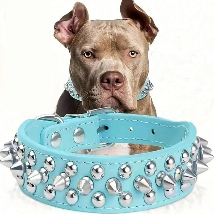 Adjustable PU Leather Dog Collar – Anti-Bite with Rust-Resistant Rivets
